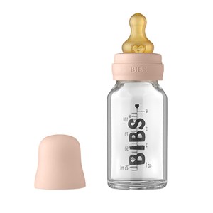 BIBS - Baby Glass Bottle Complete Set Latex 110 Ml / Sutteflaske - Blush
