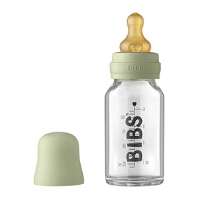 BIBS - Baby Glass Bottle Complete Set Latex 110 Ml / Sutteflaske - Sage