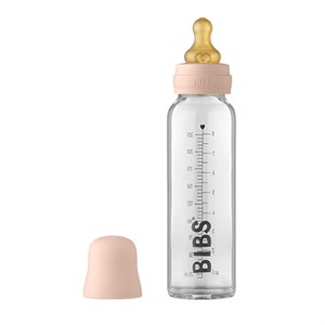 BIBS - Baby Glass Bottle Complete Set Latex 225 Ml / Sutteflaske - Blush