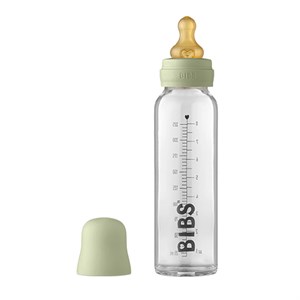 BIBS - Baby Glass Bottle Complete Set Latex 225 Ml / Sutteflaske - Sage