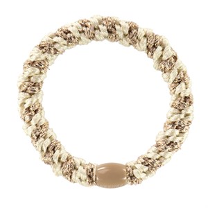 Bon Dep - Kknekki Hårelastik, Ivory/Beige Glitter Stripe