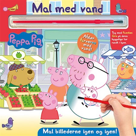 Alvilda - Peppa Pig - Mal Med Vand - Gurli Gris (bog m. pensel, farvelæg igen og igen)