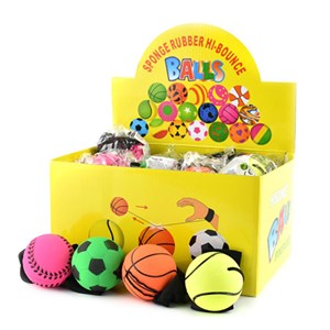 Robetoy - BALL RUBBER SPORT w STRING 6 cm.,  Ass.