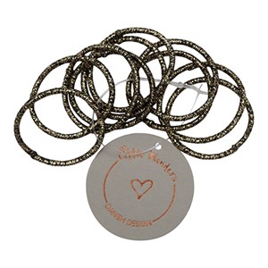Little Wonders - Rosa - Lille Elastik 10 Stk., Sort Med Guld Glitter