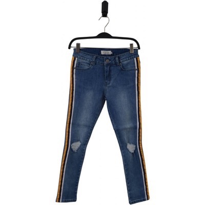 HOUNd Girl - Paint Jeans W. Side Stripe Tape, Blue Denim