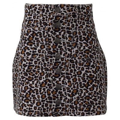 HOUNd Girl - Button Denim Skirt, Leopard