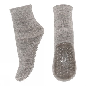 MP Denmark - Uld/Bomuld Strømper Med Anti-slip, Light Brown Melange
