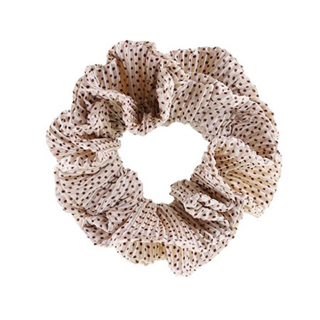 By Stær - Kaisa Scrunchie, Hvid/Brun Prikker
