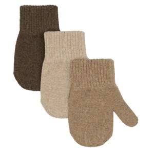 Mikk-Line - Magic Mittens 3 Pack, Beige Melange/Melange Denver/Brown Melange