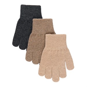 Mikk-Line - Magic Gloves Med Glitter 3 Pack, Rose Melange/Melange Denver/Dark Gray Melange