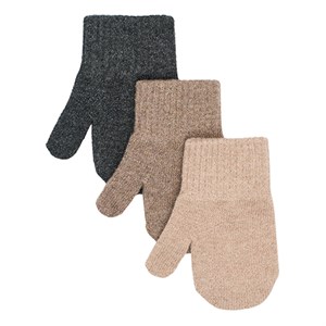Mikk-Line - Magic Mittens Med Glitter 3 Pack, Rose Melange/Melang Denver/Dark Gray Melange