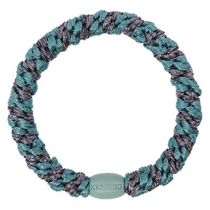 Bon Dep - KKNEKKI Hårelastik, Teal Steel Grey Glitter Stripe
