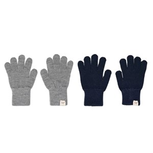 MP Denmark - Comfy gloves 2-pack, Mix Light Grey Mel./Blue