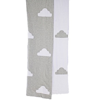 Alimrose Strikket tæppe med sky - Grå/hvid