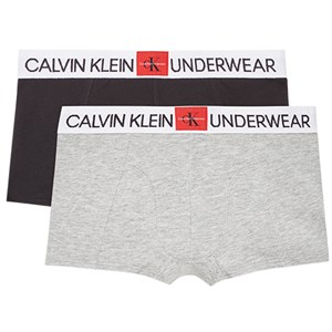 Calvin Klein - 2 pk Trunks / Boxershorts, Grey Heather / Black - Redpatch