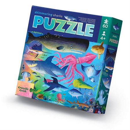 Crocodile Creek - Holographic Puzzle / Shimmering Sharks, 60 Brikker