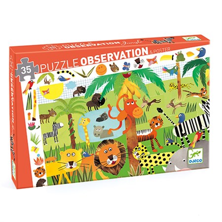 DJECO - Observationspuslespil - Jungle, 35 Brikker