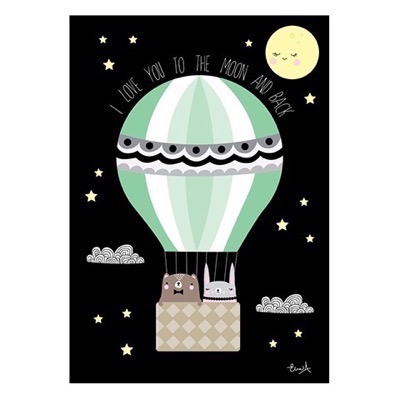 Elina Studio Luftballon - To the moon and back - plakat A3