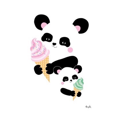 Elina Studio Pandabjørne med vaffelis - plakat A3