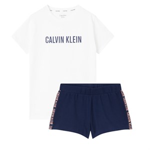 Calvin Klein - Pige Pyjamas Sæt SS, White/Navy Iris