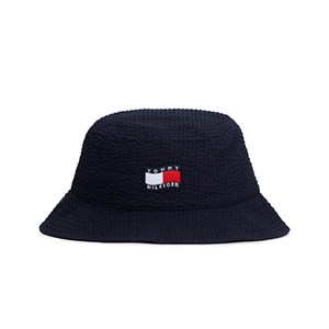Tommy Hilfiger - Wavy Flag Seersucker Bucket Hat, Space Blue