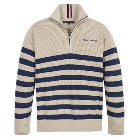 Tommy Hilfiger - Striped Mock  Neck Sweater, Savannah Sand/Stripe