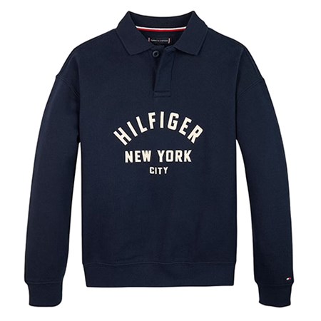 Tommy Hilfiger - Curved Graphic Polo Collar Sweatshirt, Dark Night Navy