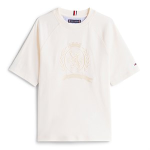 Tommy Hilfiger - Tonal Crest Graphic Crew Neck T-shirt, Ivory Silk