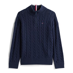 Tommy Hilfiger - Half-Zip Cable Knit Jumper, Dark Night Navy