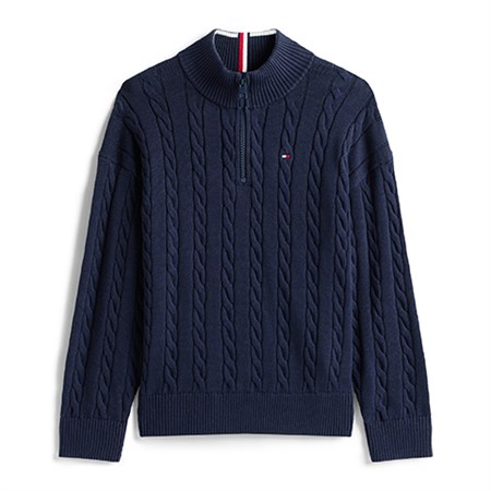 Tommy Hilfiger - Half-Zip Cable Knit Jumper, Dark Night Navy