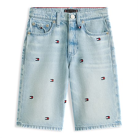 Tommy Hilfiger - BAGGY WAVY FLAG LT BLUE SHORTS KIDS, Critterwavyflags