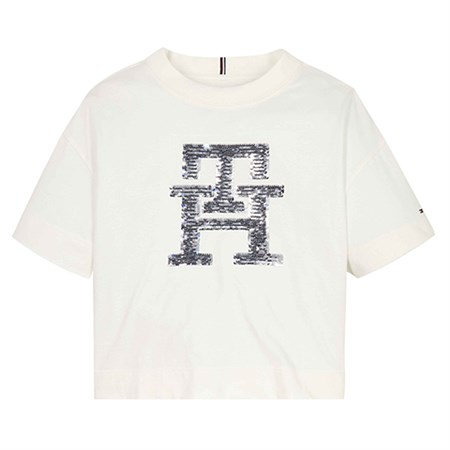 Tommy Hilfiger - Monogram Sequins Tee SS, White