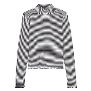 Tommy Hilfiger - Stripe Mock Nech Top LS, White/Desert Sky Stripe