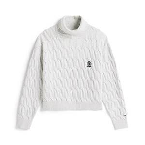 Tommy Hilfiger - Crest Cable Turtle Neck Sweater, Light Grey Heather