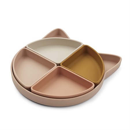 LIEWOOD - Arne Divider Plate / Tallerken, Cat Rose Multi Mix