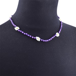 Höjtryk - Perle Halskæde Marguerit, Purple/L.Purple