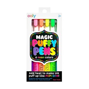 OOLY - Magic Neon Puffy Pens, 6 stk.