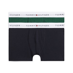 Tommy Hilfiger - 2-Pack Signature Logo Waistband Trunks, Navy Blue / Ornamental Green