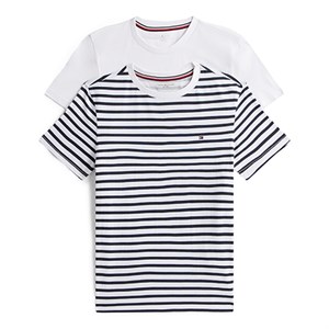 Tommy Hilfiger - 2 Pak CN T-shirt Print SS, Desert Sky Breton / White