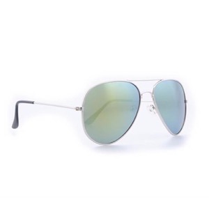 Höjtryk - Sunglasses Aviator Metal, Silver/Green Mirror
